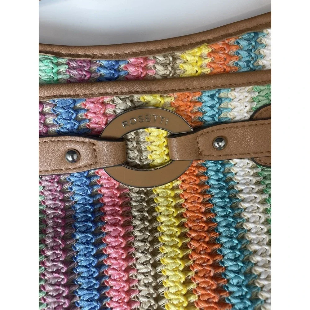 Rosetti Multicolored Woven With‎ Pleather Trim Shoulder Bag Handbag